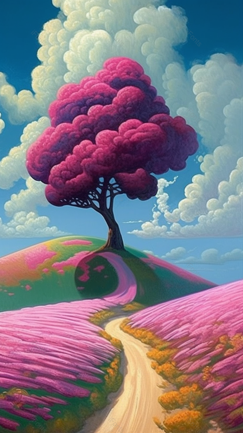 红色樱花油画背景,插画/手绘图,插画/手绘图库,插画/手绘图下载,插画/手绘